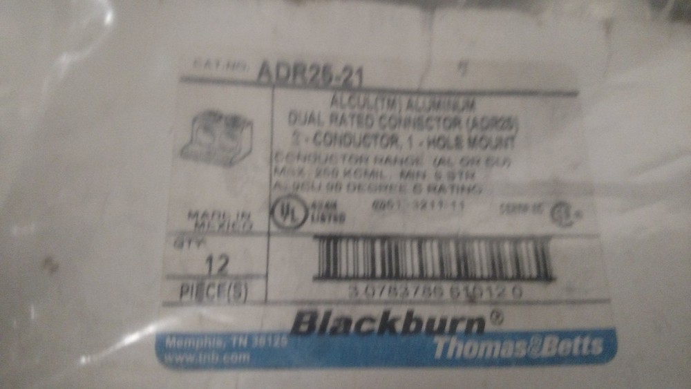 THOMAS & BETTS ADR25-21 Connector,2 Conductor