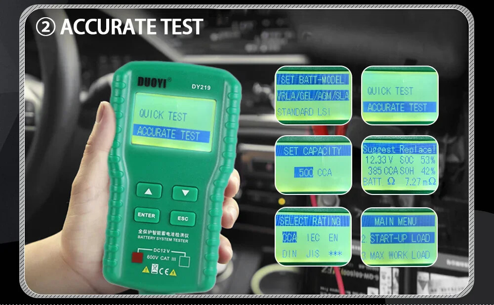 Car AH 100-1000CCA Voltage Battery Analyzer Load Multifunction Diagnostic Tools