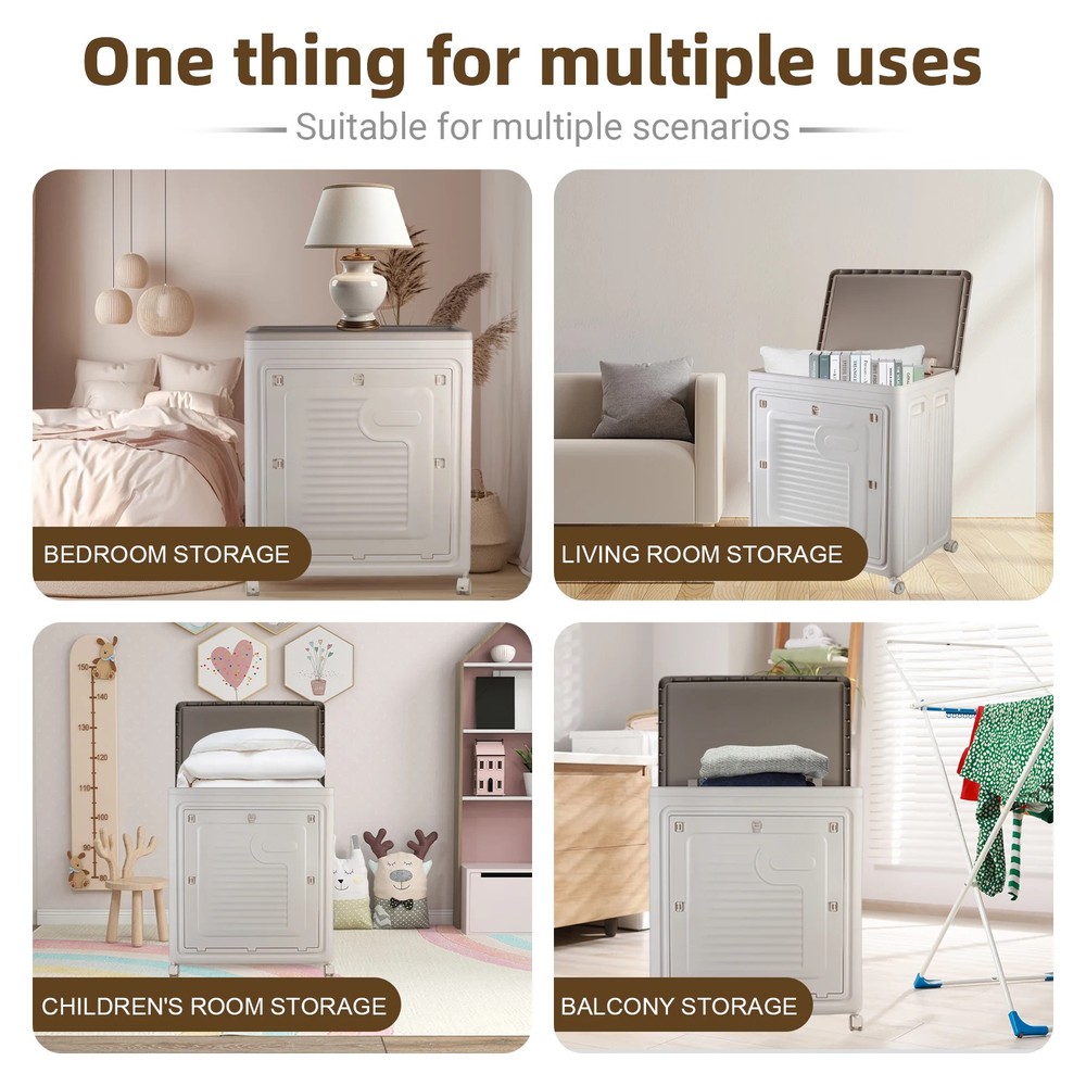 Foldable Storage Box with 360° Wheels Large Capacity Dustproof & Storage Cabinet