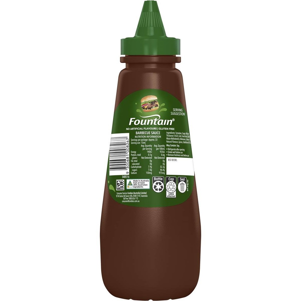 Fountain Barbecue Bbq Sauce Squeeze Bottle 500ml