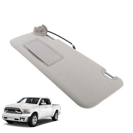Gray Sun Visor Left Driver Side with Lights and Mirror Replacement for Ram