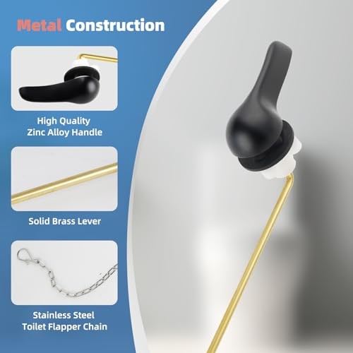 2 Pack Metal Toilet Handle Replacement Kit, Matte Black Front Mount Design