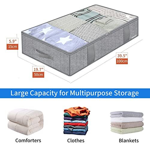 2 Pack Under Bed Storage Containers Closet Storage Organizer Clothes Bins