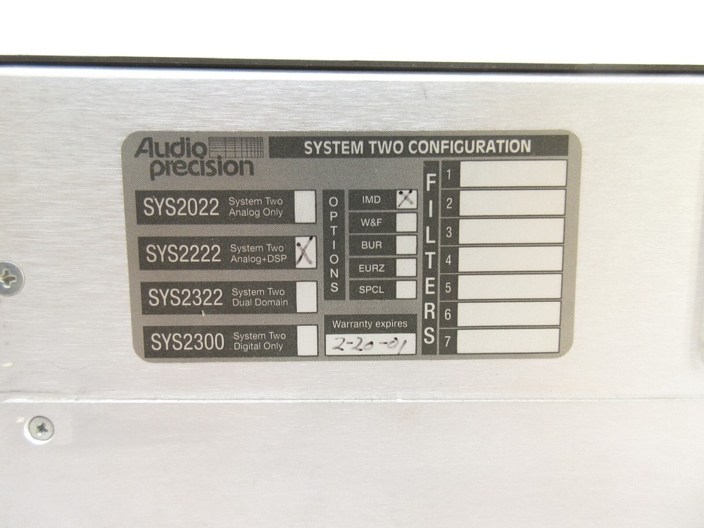 Audio Precision SYS2222 System Two Analog + DSP Audio Analyzer, Option IMD