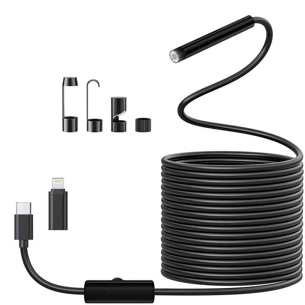 Industrial Endoscope for Ios Android, HD 960P Borescope Camera with Light, IP67