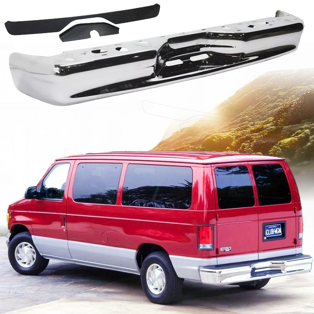Rear Step Bumper Assembly Compatible with 1992-2014 Ford Econoline Van E-150