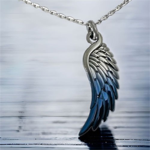 AQUA SILVER Feather Pendant