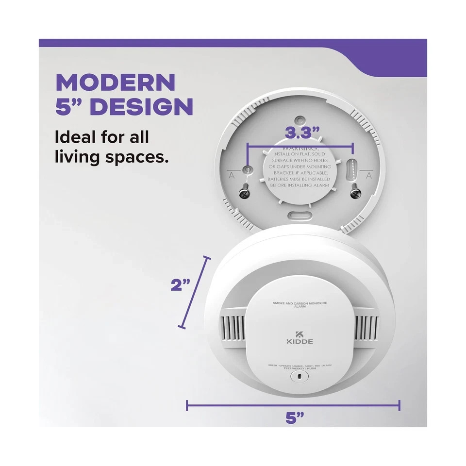 Kidde Smoke and Carbon Monoxide Detector, AA BatteryPowered with LED StatusLi...