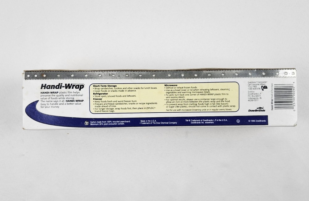 Dow Handi-Wrap 200 Sq Ft Plastic Film Sharp Cutting Edge New