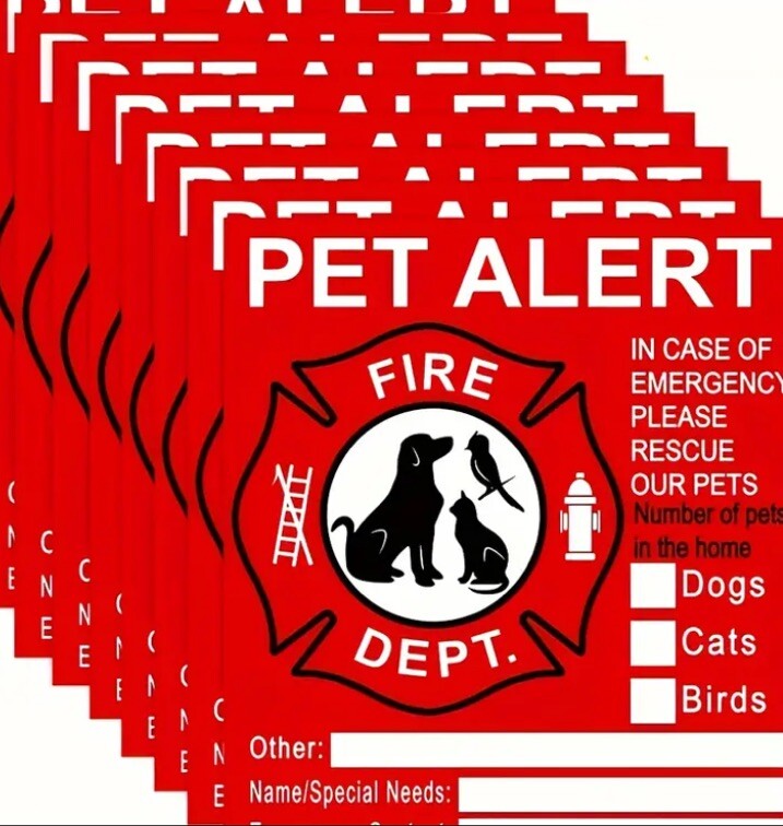 10 PACK Red Pets Inside Alert 4" Rescue Emergency Fire Window Stickers Decals