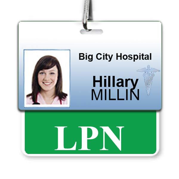 LPN Horizontal Badge Buddy with Green Border- Licensed Practical Nurse ID Backer