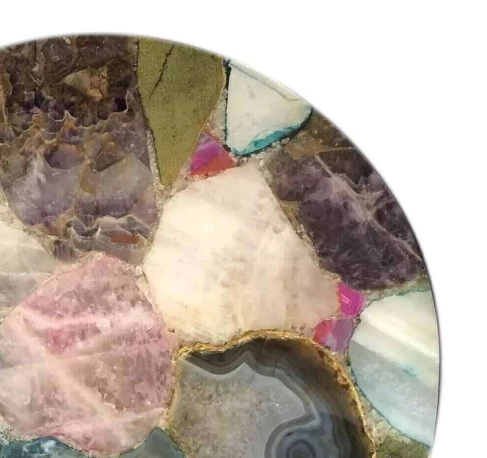 Mix Agate Table Top Natural stones Handmade Work home Decor