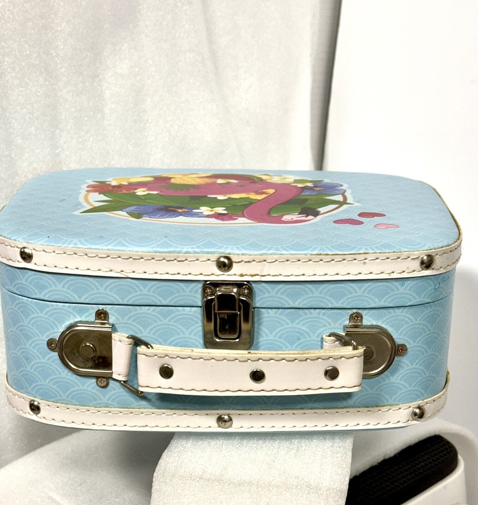 Flamingo Canvas Box Hinged Storage Suitcase 11x9x4