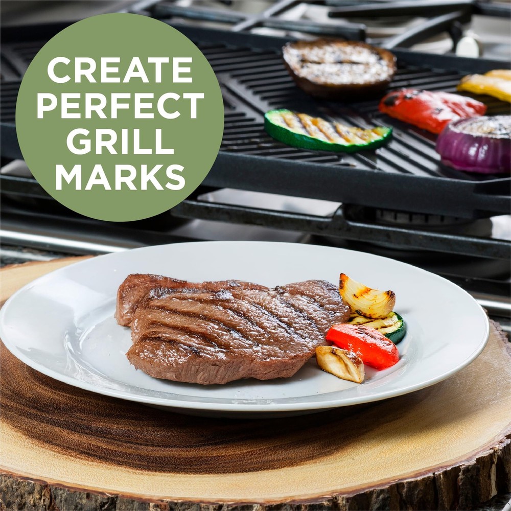 Reversible Double Burner Griddle Grill Pan Nonstick