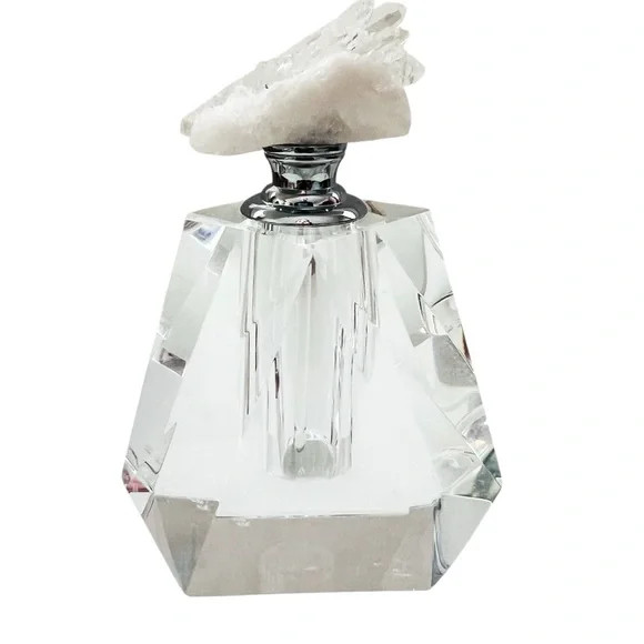 Crystal Perfume Bottle with Stone Top
