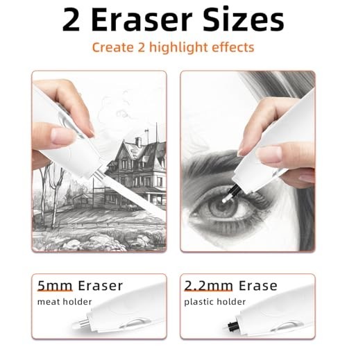 Rechargeable Electric Eraser Kit - 140 Refills, Automatic Portable Eraser for Ar