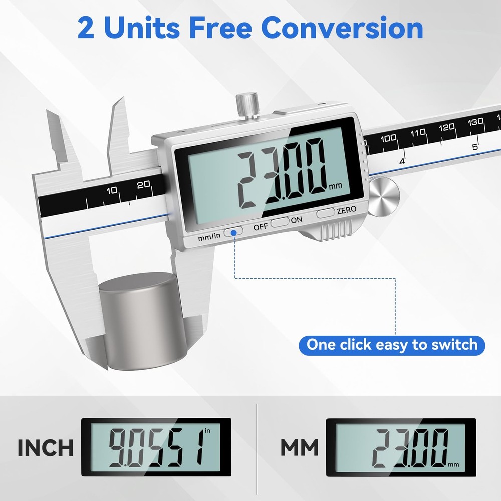 Digital Caliper, 12Inch Caliper Measuring Tool with Large LCD Screen, Inch/MM...