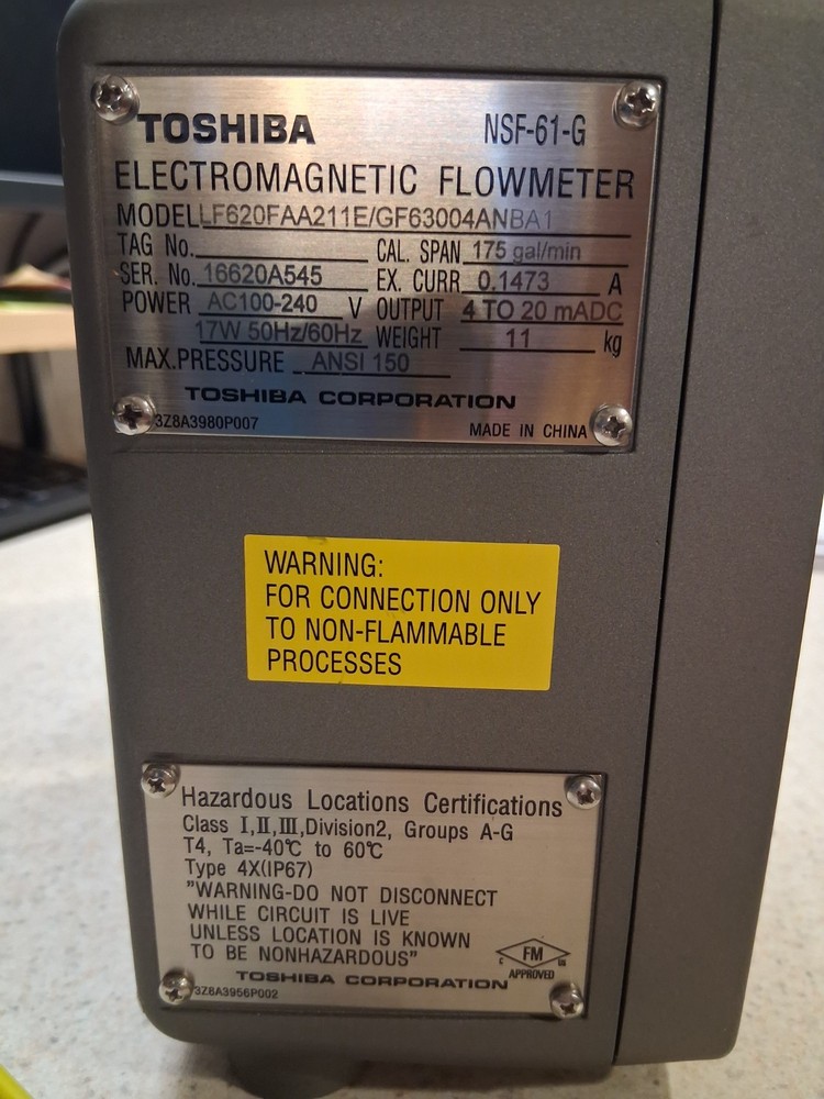 TOSHIBA Electromagnetic Flowmeter Detector GF630/GF632*