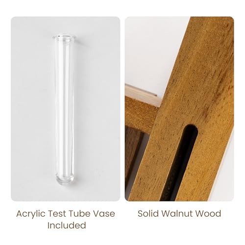 Solid Wall Mounted Key Holder with Acrylic Vase & Mail Organizer, Walnut