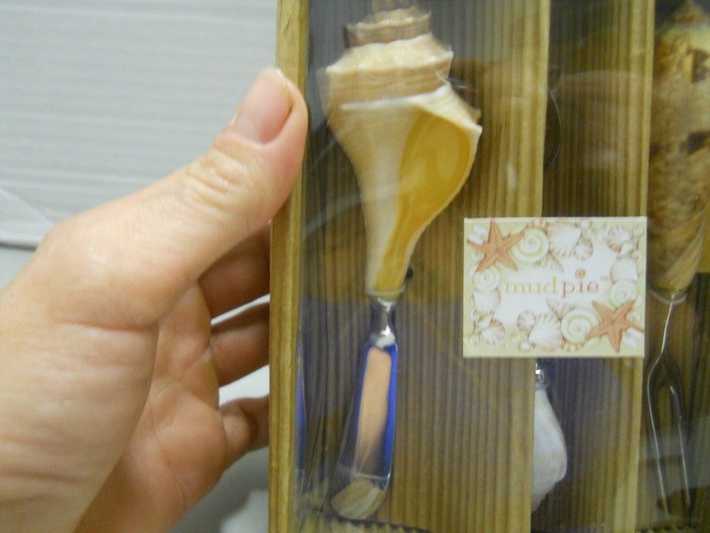 Vintage Shell SPREADER FORK SPOON 3 PC SET NEW PARTY FOOD DINNING