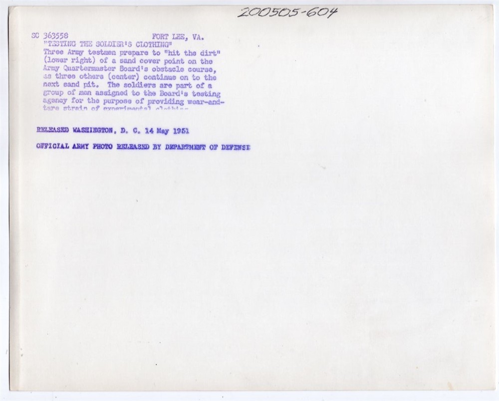 1951 Fort Lee VA - Uniform Testing Quartermaster Combat Course Original Photo