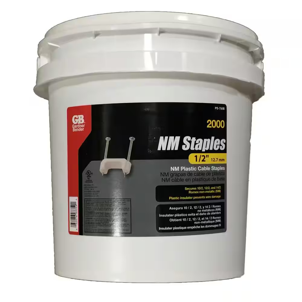 1/2 In. Polyethylene Staples for Non-Metallic Cable, White (2,000-Pack)