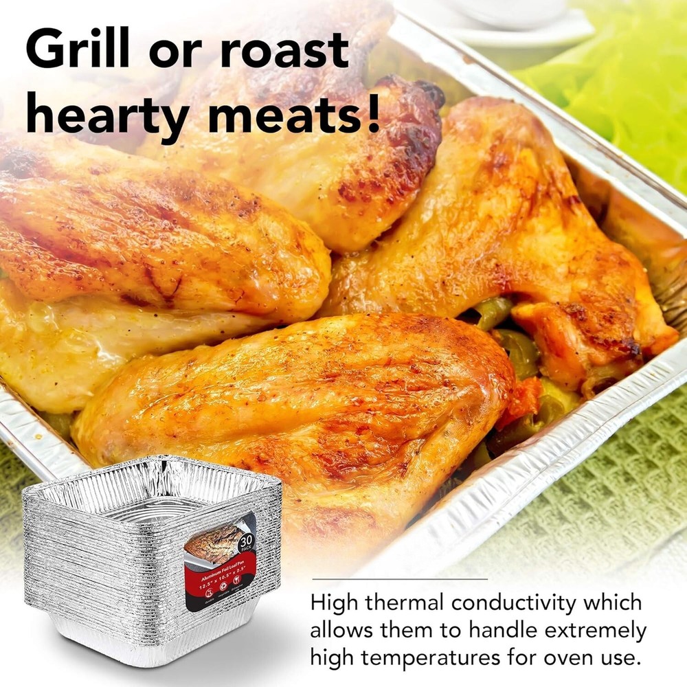 9x13 Disposable Aluminum Pans (30 pack) - Half Size Steam Table Deep Pan