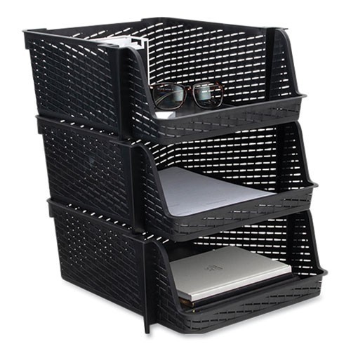 Advantus Nest and Stack Open Lid Storage Bin, 13.5"x15"x8.5", 3/Pack, 2 Packs