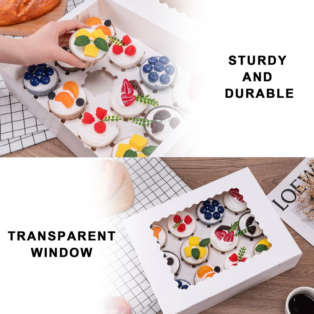 6pcs Cupcake Boxes Hold 12 Count Cupcake Containers With Window Food Grade Cupca