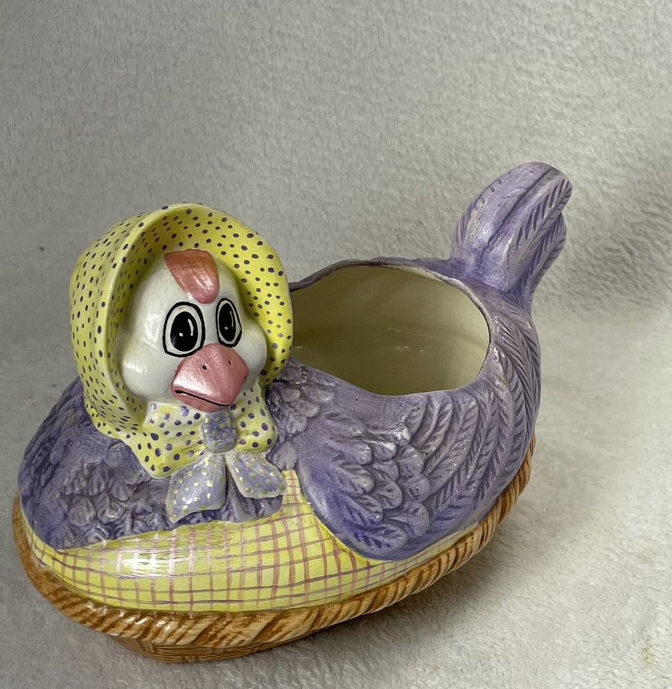 Ceramic Duck with Bonnet Planter Candy Dish by Signal Ceramic’s