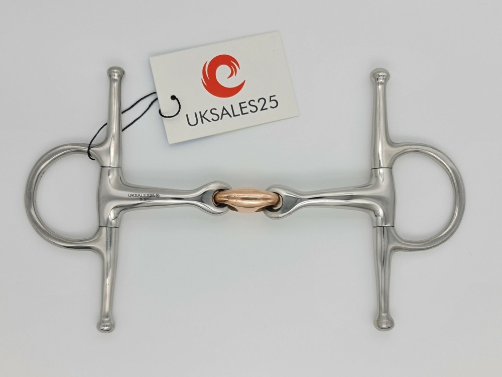Full Cheek 14MM Stainless S Curved Snaffle Bit Copper Lozenge*SAME DAY DISPATCH*
