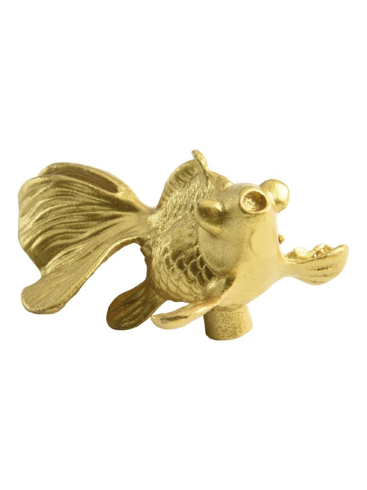 Vibrant Goldfish Cabinet Drawer Knobs Solid Brass Material Stylish Handle