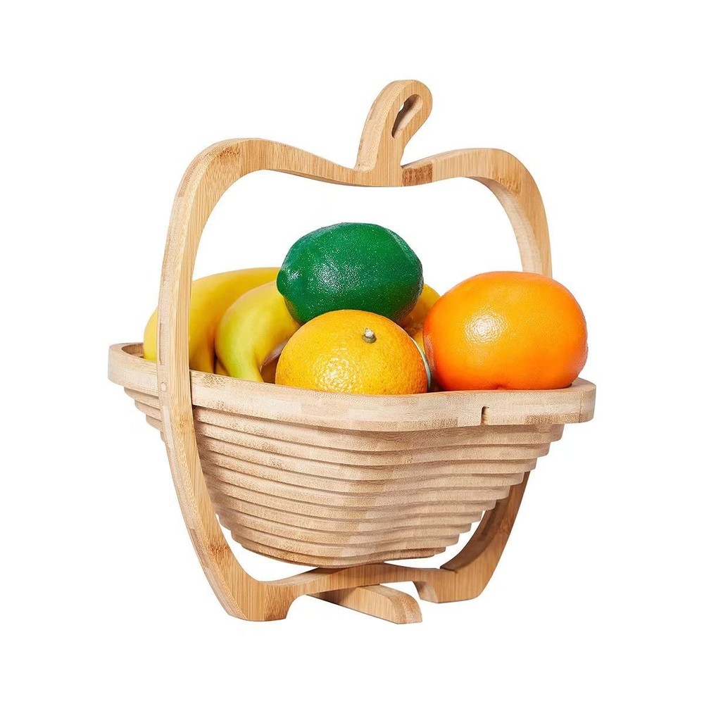 Foldable Dried Fruit Basket Apple Shaped Collapsible Bread Nuts Baskets Candy...