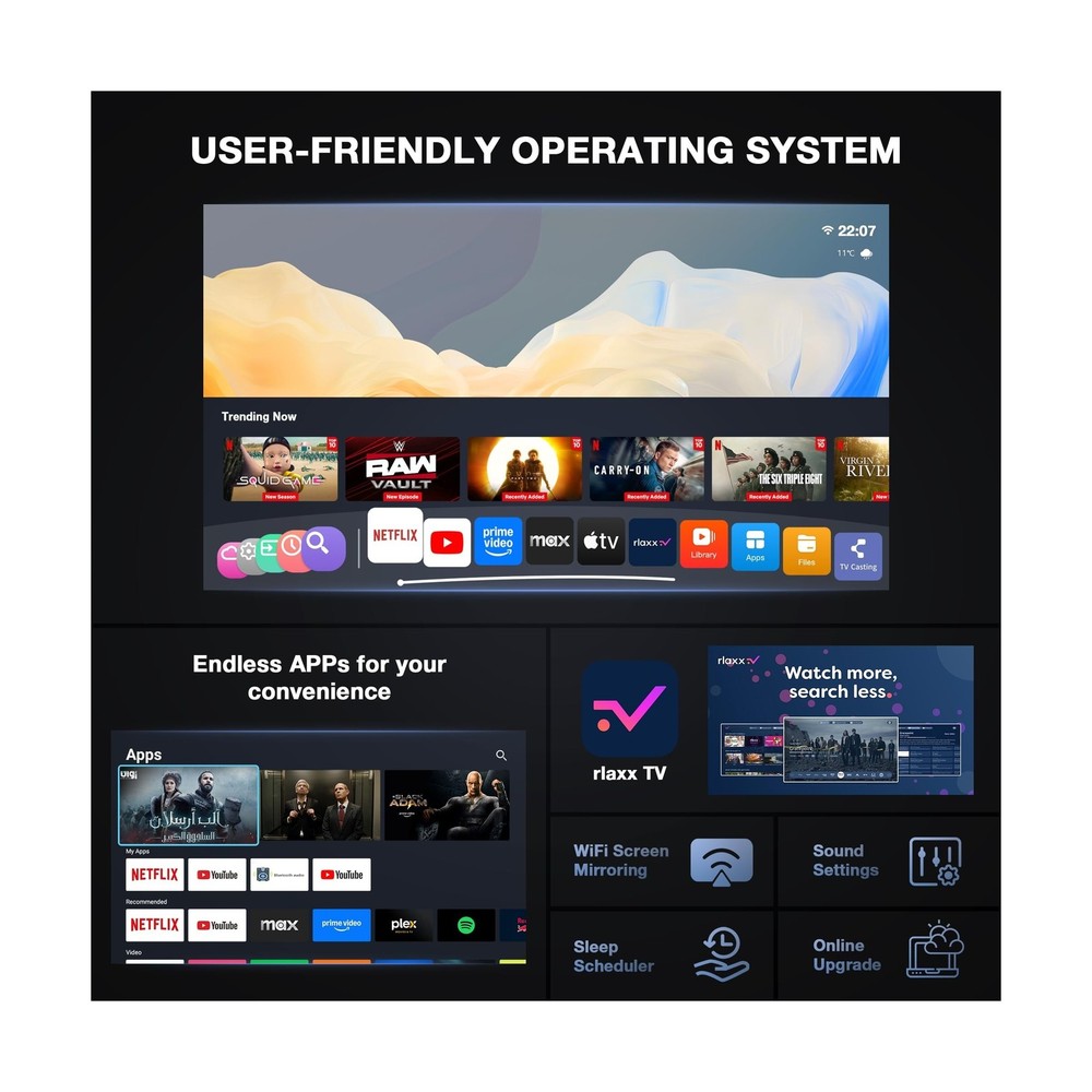 【Thinnest & Netflix-Licensed Projector】Smart Mini Projector with W