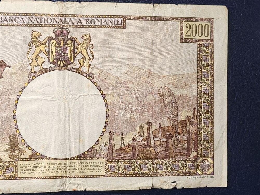 ROMANIA - 2000 LEI 23 MARCH 1943 - LARGE BANKNOTES