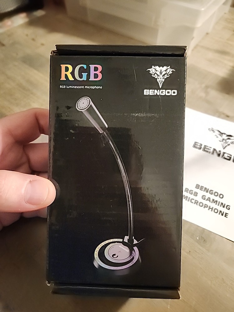 Bengoo RGB Bendy Bendable Gaming Microphone Adjustable Height New Open Box