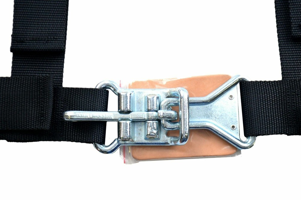 THREE POINT SEAT BELT RACE HARNESS 2" LATCH & LINK PULL UP FLOOR MOUNT BLACK