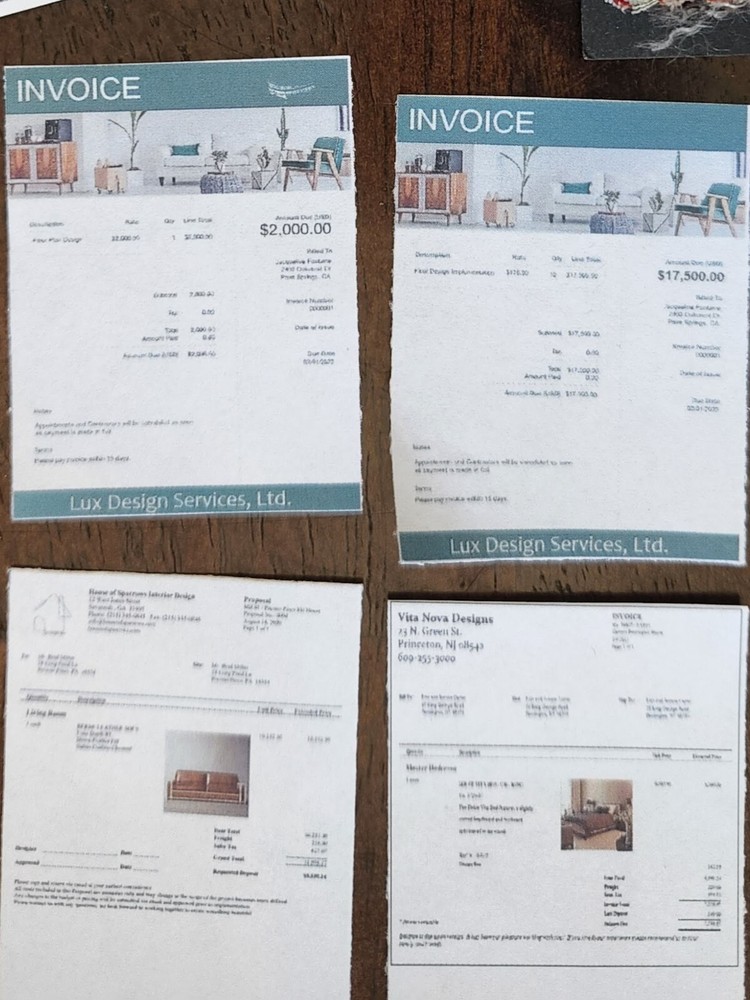 1/6 SCALE Mini Interior Design Set - Blueprints, Paint, Fabric, & Tile Samples