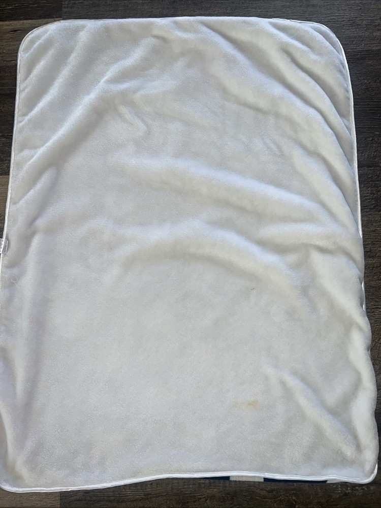 Just Born Blue Blanket White Polk A Dots White Back