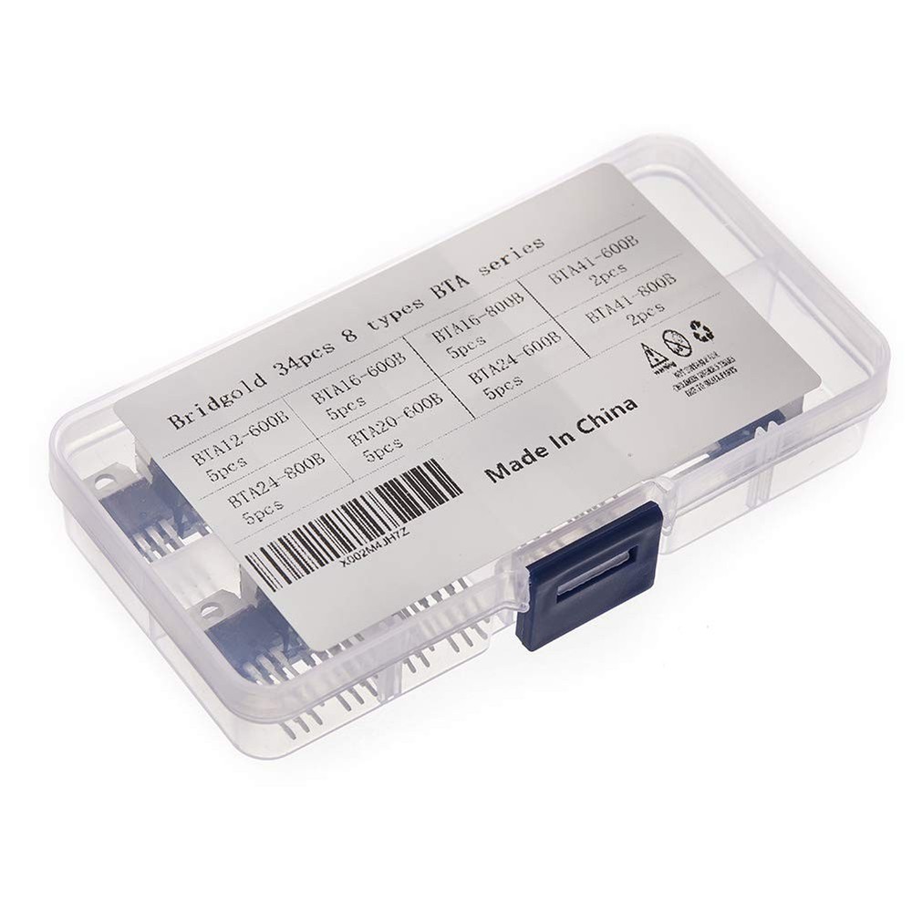 Bridgold 34pcs 8 Types BTA-Series Medium Current Triac thyristor,Gate Trigger...