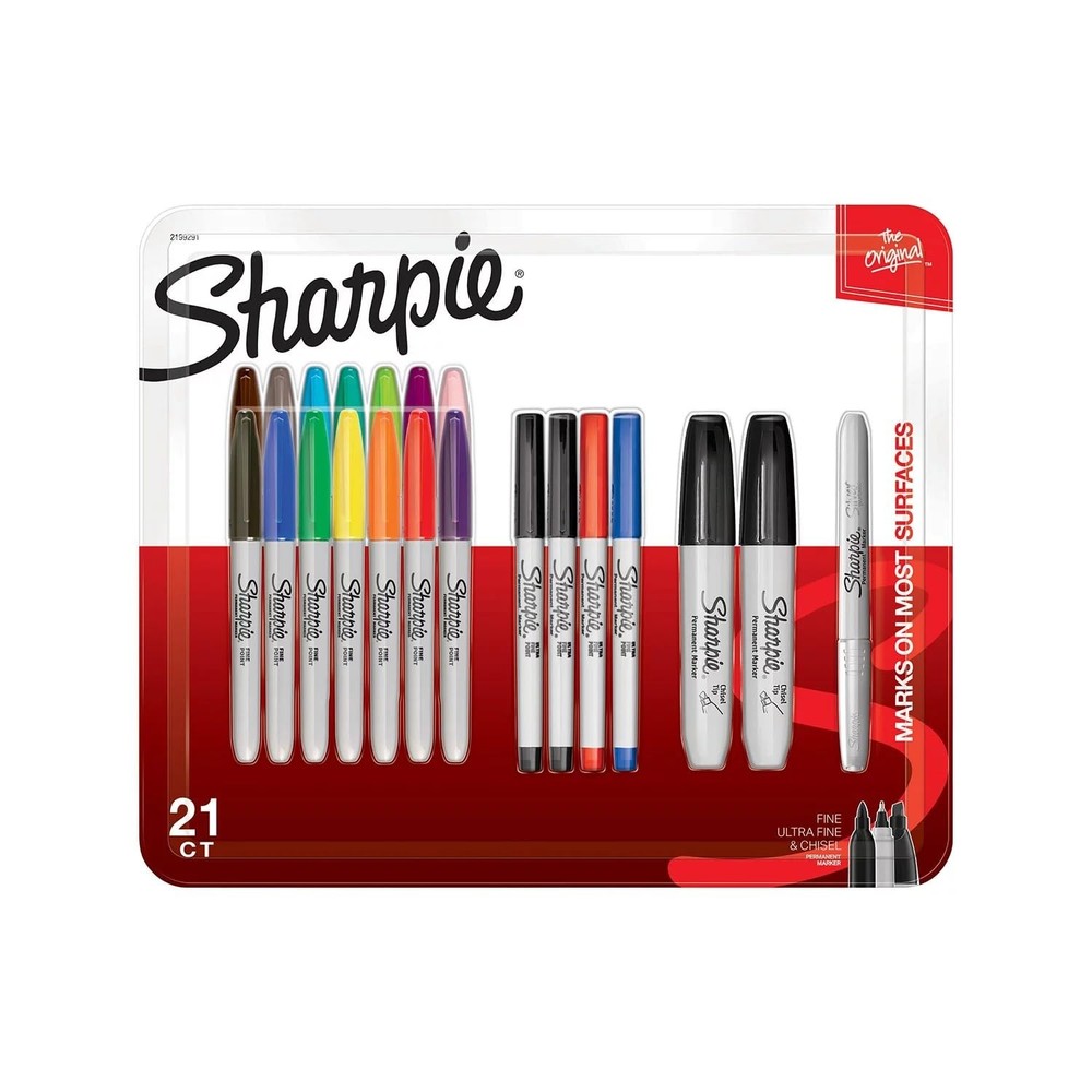 Sharpie Permanent Markers Assorted Tips and Colors 21 Count