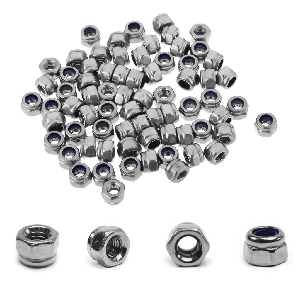 120PCS M3 Locknuts Metric Nylon Inserted Hex Lock Nuts Self-Lock
