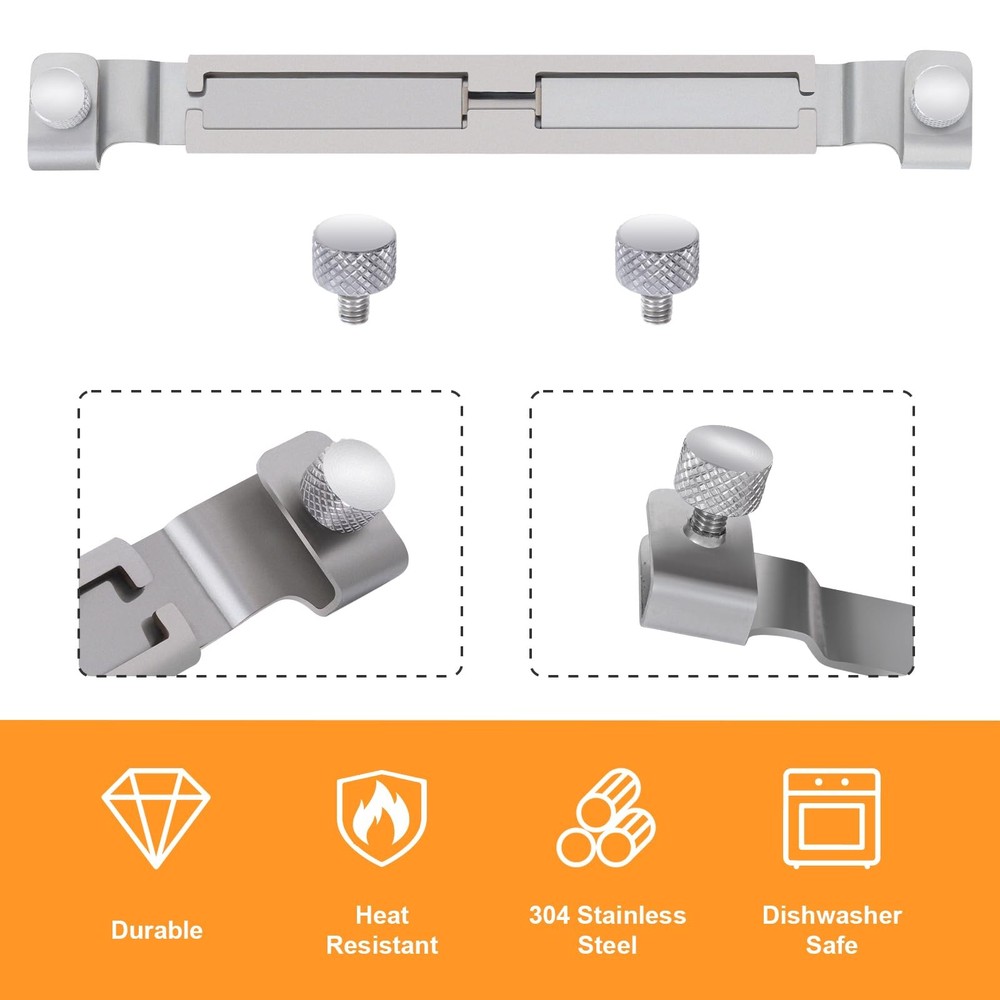 Griddle Spatula Holder, Adjustable Stainless Steel Grill Tool Medium, Silver