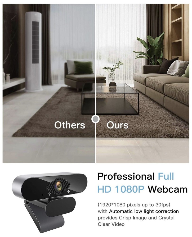 Webcam/Web Camera Video 1080P HD USB With Microphone For PC Laptop Desktop