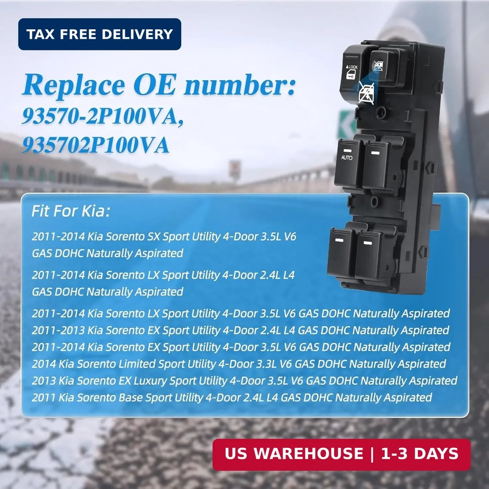 Power Master Window Switch Front Left Driver Side Compatible with 2010-2014 Sore