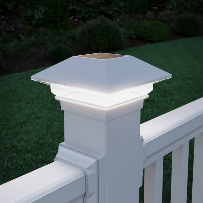 Deckorators White Solar LED Deck Post Cap Light for 4x4 Wood Posts