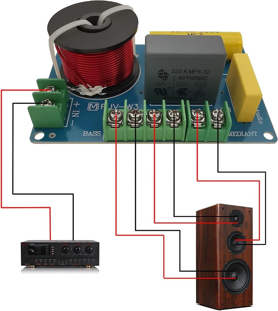 Compact 200W 3-Way Speaker Crossover for Optimal Audio Performance - 2 Pack