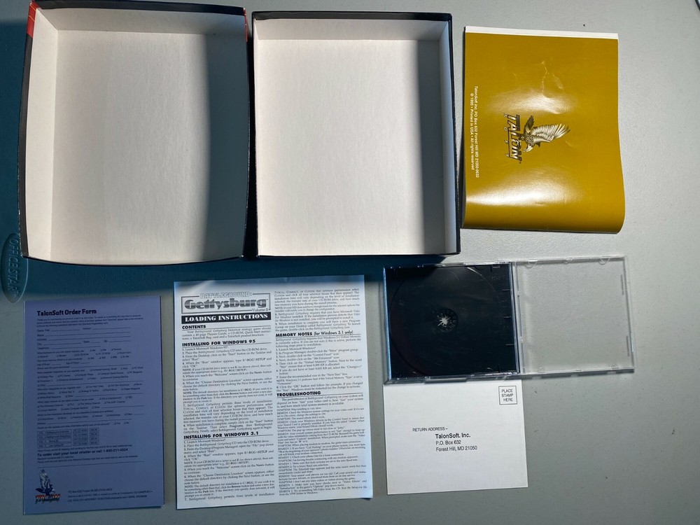 Battleground: Gettysburg Volume II 2 Talon PC CD ROM Game Box Manual Documents