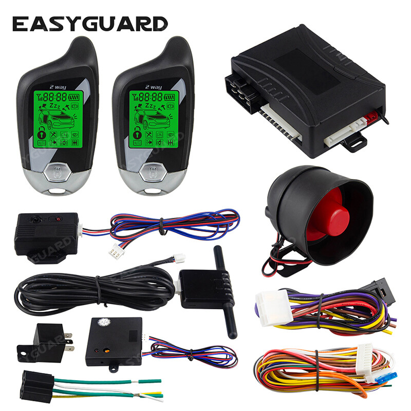 EASYGUARD 2 Way Car Alarm Remote Engine Start Timer Engine Start LCD Display