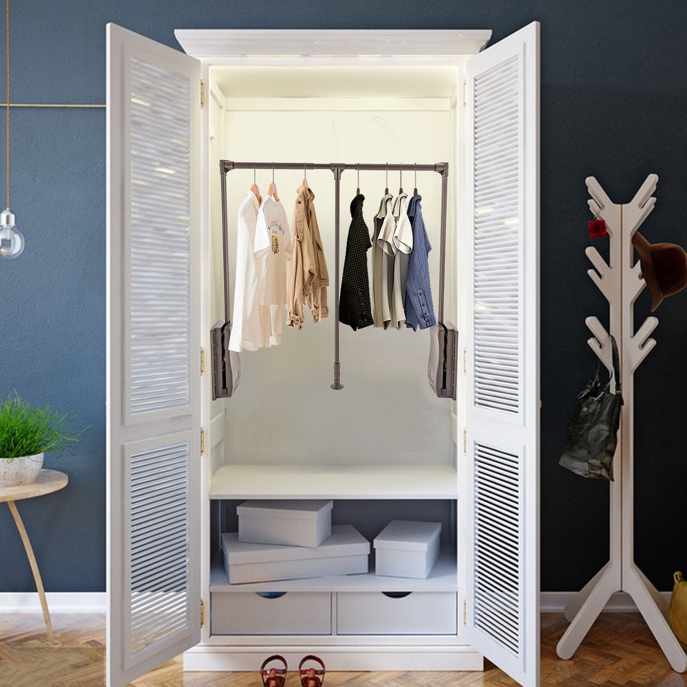 35-47 " Adjustable Closet Rod Closet-Mounted Simple Pull Down Clothes hanger